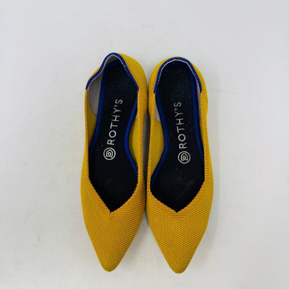 Rothy’s Point Flats Size 7 Mustard Yellow Knit Shoes Sustainable Washable - Picture 5 of 12